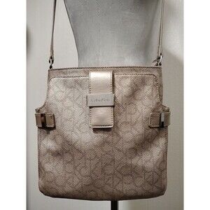 Calvin Klein Crossbody Bag, Gold Metallic Monogram Pattern